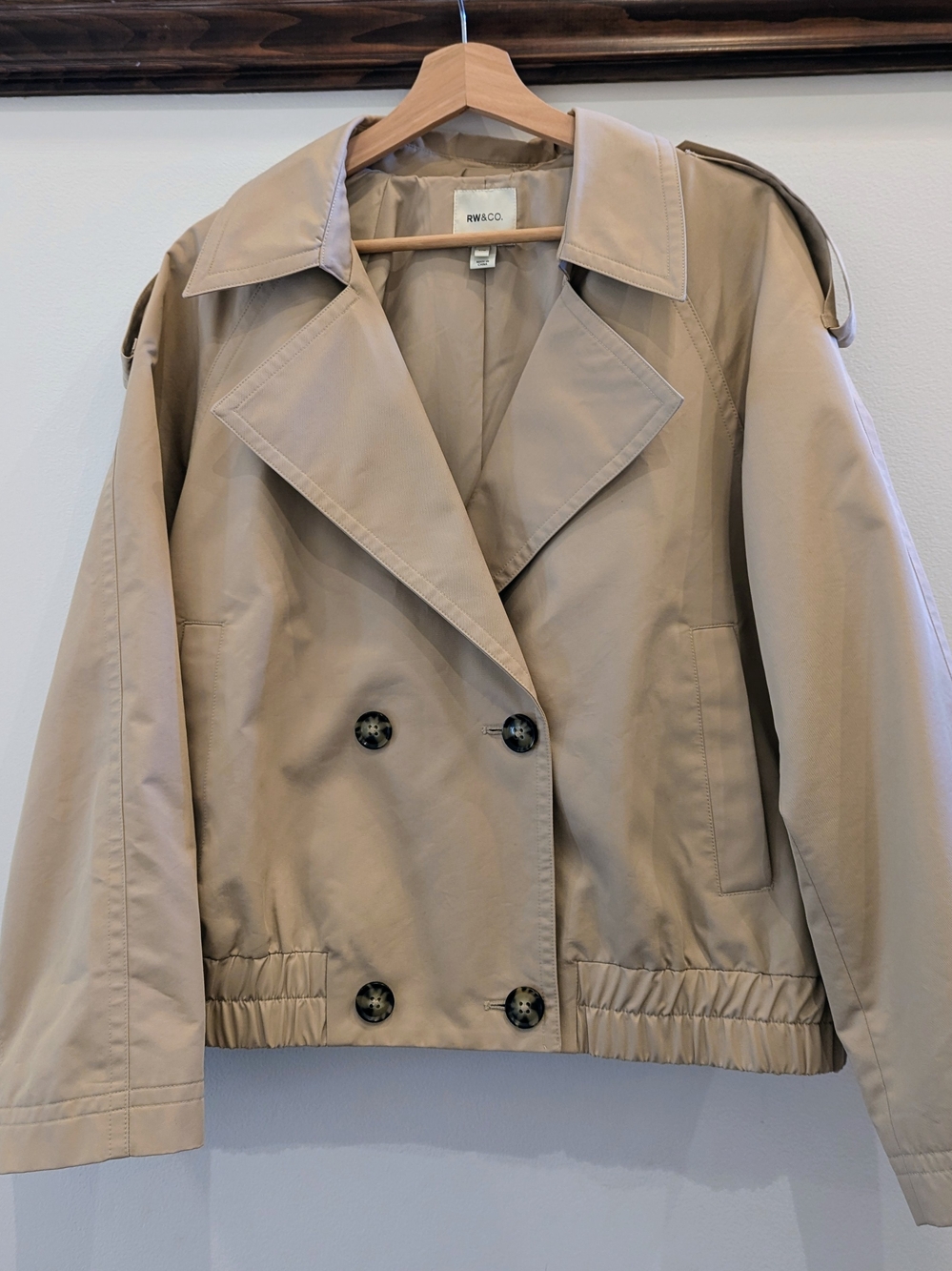 RW&CO. Taupe Cropped Double-Breasted Trench Jacket
